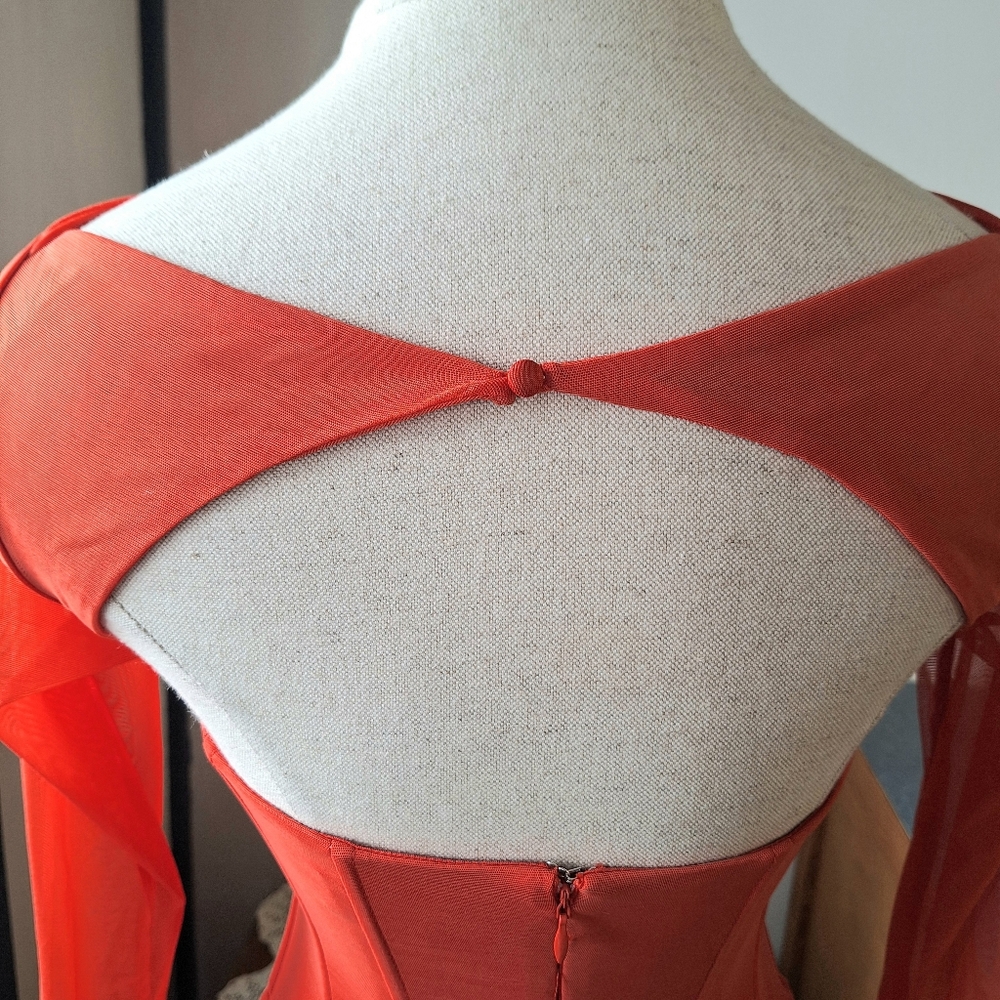 Oh Polly Nirvana  Red Cut-Out Ruched Corset Mini Dress, Size 4 - Picture 10 of 16